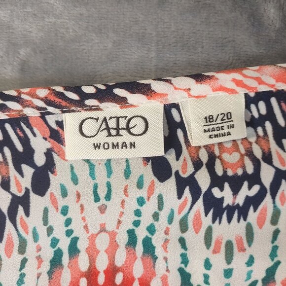Cato Woman Plus Abstract Button Top 18/20W Multicolor Boho Artsy Lightweight Top - Picture 8 of 12